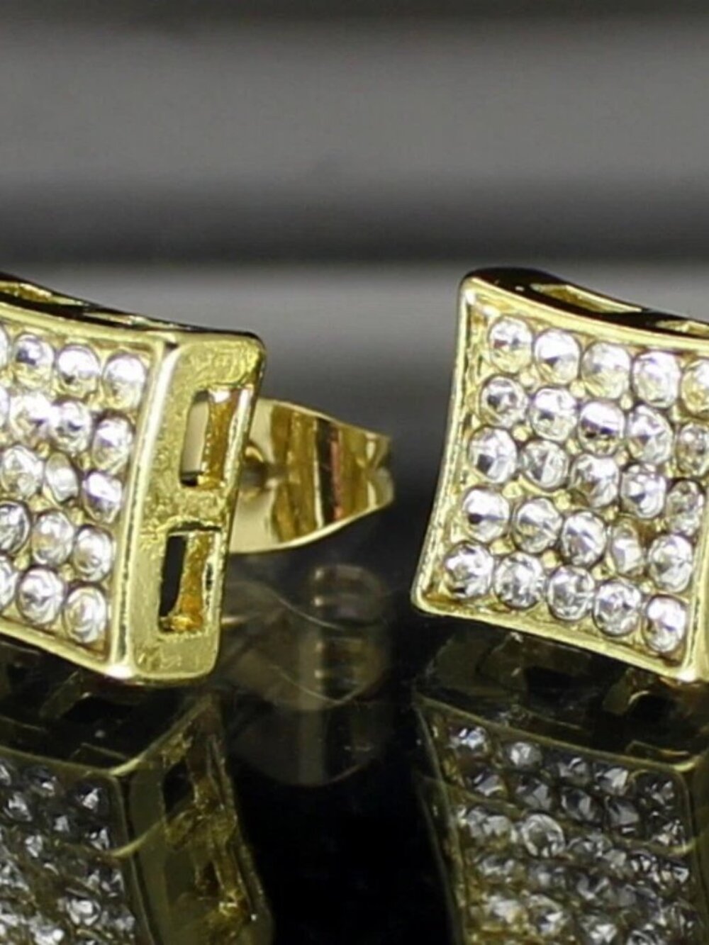 14K Plated Kite CZ Stud Earrings – 9mm Pair